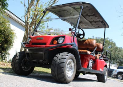 EZ Go Golf 6-seater cart customized in red