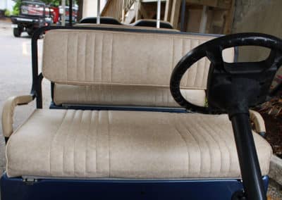 Ridged ostrich-colored custom golf cart seats