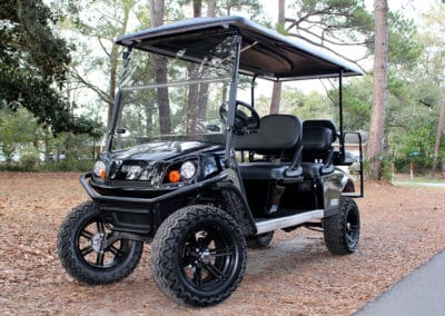 Custom black lifted 6-seater EZ Go cart